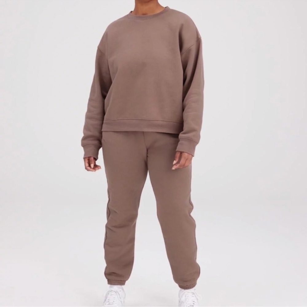 Girlfriend Collective Sweat Set Crew Sweatshirt and Joggers Set Maroon Red Set